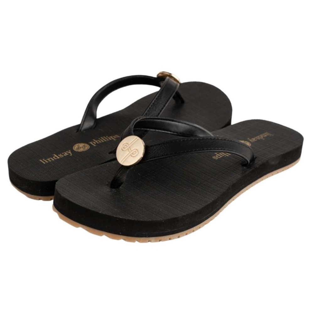 Lindsay Phillips “Cathy” style flip-flops in black